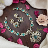 Vriksham Elegant Victorian Diamond Short Neckpiece-Sky Blue-VV1967